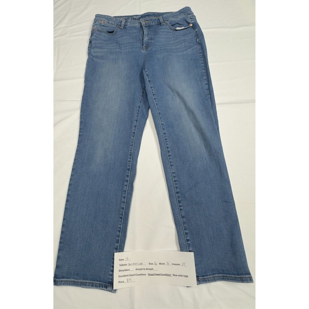 Talbots Slim Ankle Jeans Size 16 Light Wash Denim Waist 36